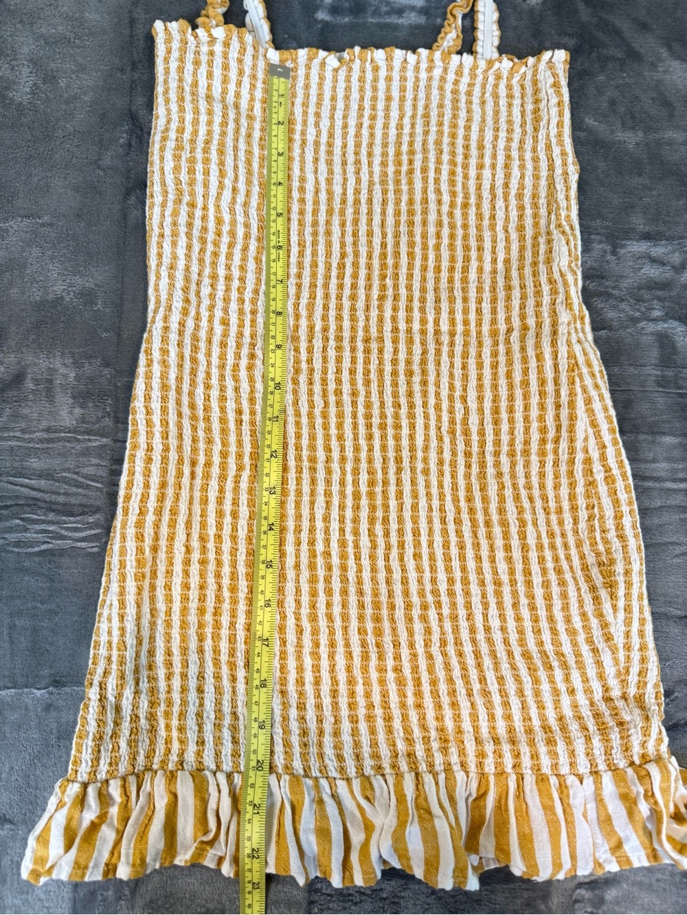Bershka Yellow & White Striped Ruffle-Hem Mini Dress - Picture 2 of 6